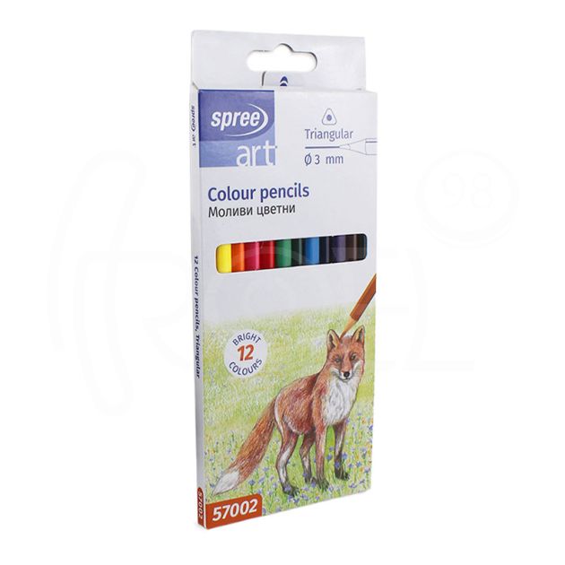 Цветни моливи Spree 12 цвята, триъгълни Ф 3 мм. графит main product photo