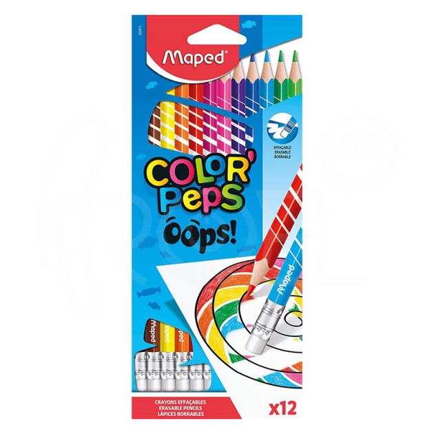 Цветни моливи Maped ColorPeps Oops, изтриваеми, 12 цвята main product photo