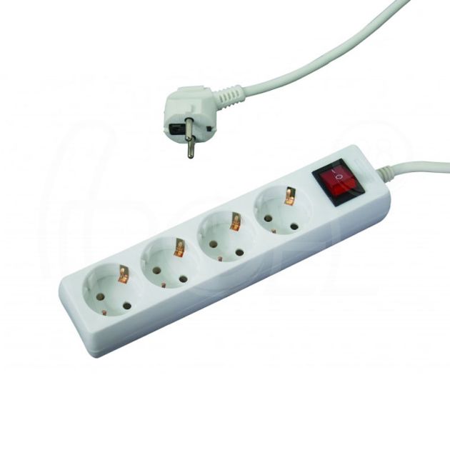 Разклонител с 4 гнезда, с ключ 3 метра кабел main product photo
