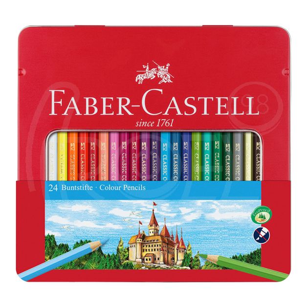 Цветни моливи Faber-Castell Замък, 24 цвята, в метална кутия main product photo