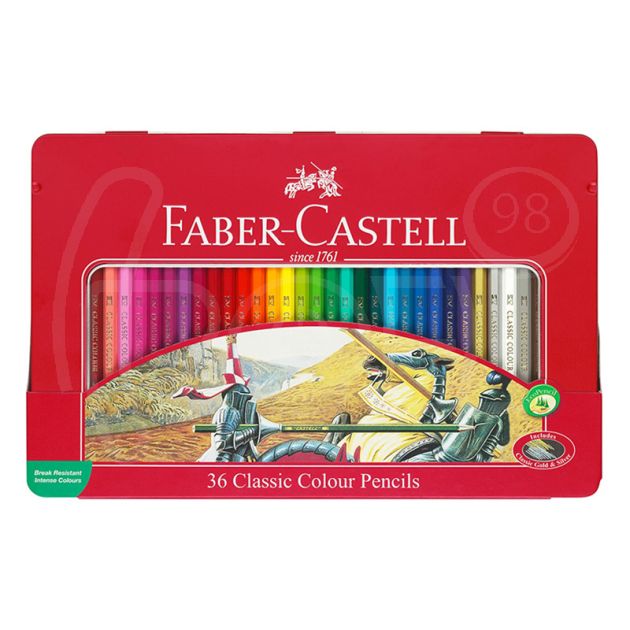 Цветни моливи Faber-Castell Замък, 36 цвята, в метална кутия main product photo