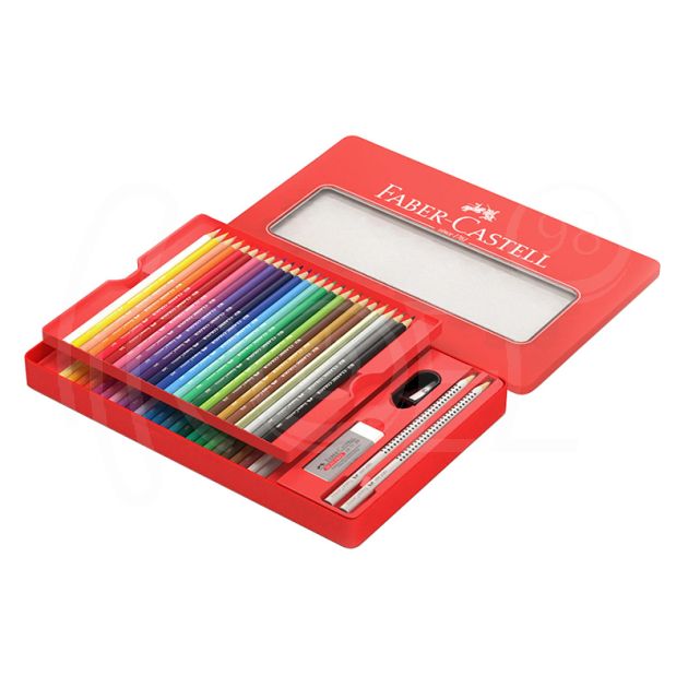 Цветни моливи Faber Castell Замък, 48 цвята и аксесоари, в метална кутия main product photo