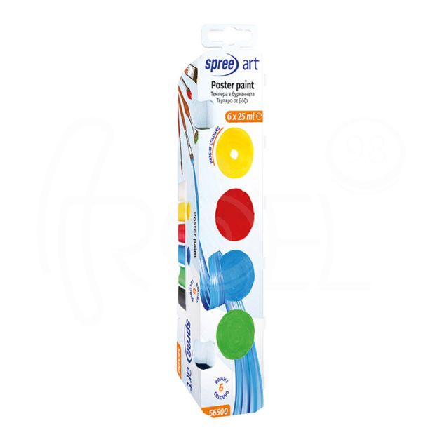 Темперни бои Spree, 6 цвята х 25 мл. в бурканчета main product photo