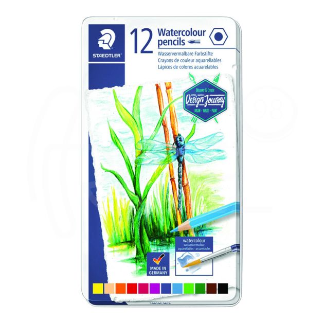 Акварелни моливи Staedtler Design Journey, 12 цвята, метална кутия main product photo