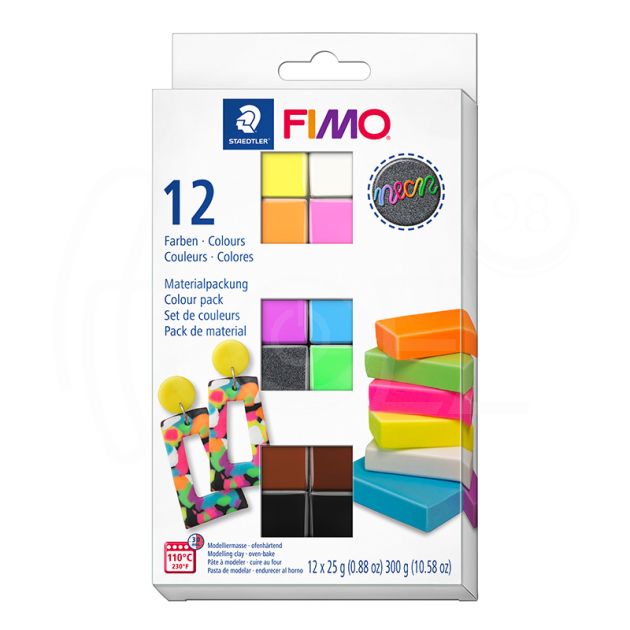 Комплект глина Staedtler Fimo Neon, 12 цв. х 25 гр. main product photo