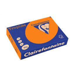 Копирна цветна хартия Clairefontaine, флуоресцентна, Fluo Orange, A4, 80 гр./м2, 100 листа