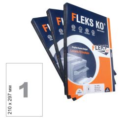 Етикети Flex Ko, A4, бели, 210 х 297 мм, 1 бр./л., прави ъгли, 100 л./пак.