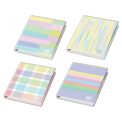 Класьор 4 ринга One Color Pastel Plus, А4, картон гланц 35 мм