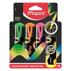 Текст маркери Maped Fluo Peps Black Flex, 4 броя в блистер