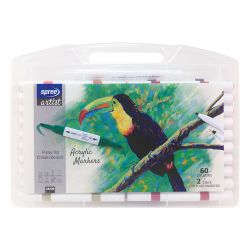 Маркери акрилни двувърхи Spree Flexy Chisel / Round tip 60 цвята + 2 контурни