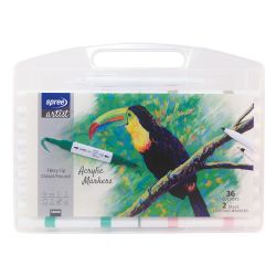 Маркери акрилни двувърхи Spree Flexy Chisel / Round tip 36 цвята + 2 контурни