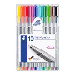 Комплект тънкописци Staedtler 334, 10 цвята в кутия