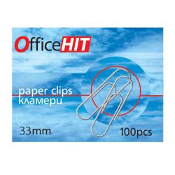 Кламери Office HIT, заоблени, 33 мм., 100 броя