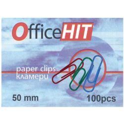 Кламери Office HIT, 50 мм, цветни, 100 броя