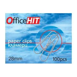 Кламери Office HIT, 28 мм, заоблени, 100 броя