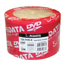 DVD-R диск Ridata Printable, 4.7GB, 16x, целофан 50 бр.