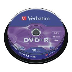 DVD+R диск VERBATIM Matt Silver, 4.7GB, 16x, шпиндел, 10 бр.