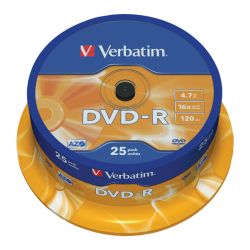 DVD - R диск VERBATIM Matt Silver, 4.7GB, 16x, шпиндел, 25 бр.