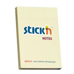 Самозалепващи листчета Stick`N, пастел, 76 x 51 мм., жълти