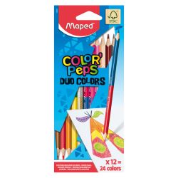 Цветни моливи Maped Color Peps, 12 броя, 24 цвята - двувърхи