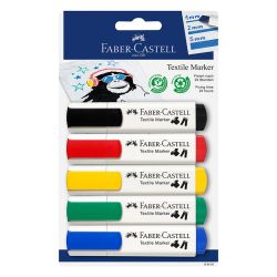 Маркер за текстил Faber-Castell ''Стандарт'', 5 цвята