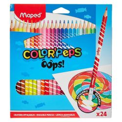 Цветни моливи Maped ColorPeps Oops, изтриваеми, 24 цвята